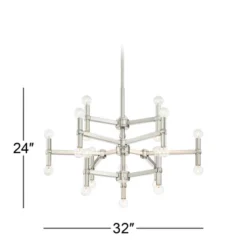 Possini Euro Design Marya Brushed Nickel Chandelier 32" Wide Modern 24-Light Fixture For Dining Room House Foyer Kitchen Island Entryway Bedroom Home -Possini Euro Design GUEST b2adf0f2 31db 48d6 a357 054405825ecb