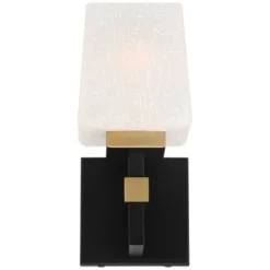 Possini Euro Design Beauregard Modern Wall Light Sconce Black Gold Hardwire 4 1/2" Fixture Square Linen Glass For Bedroom Reading Hallway House Home -Possini Euro Design GUEST b2c6a417 0f72 4973 ac87 f7166672d3ae