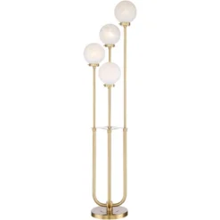 Possini Euro Design Candide Mid Century Modern Floor Lamp With Riser 74" Tall Warm Gold Metal 4 Light LED Glass Globe Shade For Living Room Reading -Possini Euro Design GUEST b3c5c79d 6e02 455e 8ac6 841c5728090f