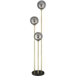 Possini Euro Design Arielle Mid Century Modern 67" Tall Standing Floor Lamp Tree 3-Light LED Foot Switch Gold Metal Brass Bubble Glass Gray Shade -Possini Euro Design GUEST b4ba121a 7210 494e b839 3ddd2bb7799a