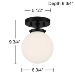 Possini Euro Design Jilly Modern Ceiling Light Semi Flush Mount Fixture 6 3/4" Wide Black White Glass Globe Shade For Bedroom Kitchen Living Room Home 12 Possini Euro Design Jilly Modern Ceiling Light Semi Flush Mount Fixture 6 3/4" Wide Black White Glass Globe Shade For Bedroom Kitchen Living Room Home -Possini Euro Design GUEST b515e171 04e7 471f 9c15 8a07c3f16d72