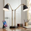 Possini Euro Design Sentry Modern Mid Century Desk Lamp 23" High Black Brass With USB Charging Port LED Adjustable Cone Shade For Bedroom Living Room -Possini Euro Design GUEST b54ba3a8 fb04 4798 bbf9 ebae1a38c484