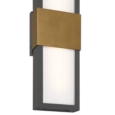 Possini Euro Design Possini Euro Radford 18"H Sand Black And Brass LED Outdoor Wall Light 4 Possini Euro Design Possini Euro Radford 18"H Sand Black And Brass LED Outdoor Wall Light - Image 2