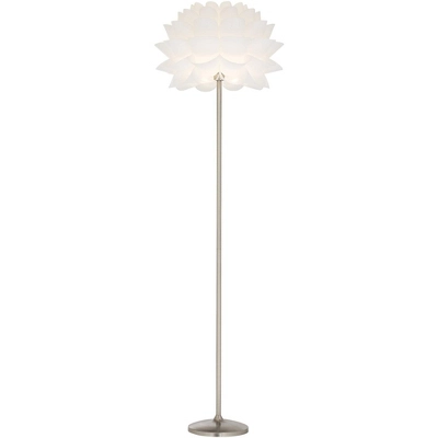 Possini Euro Design Modern Floor Lamp 63" Tall Brushed Steel White Orb Petal Flower Shade Dimmable For Living Room Reading Bedroom Office 7 Possini Euro Design Modern Floor Lamp 63" Tall Brushed Steel White Orb Petal Flower Shade Dimmable For Living Room Reading Bedroom Office - Image 5