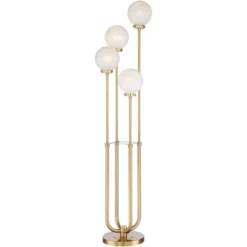 Possini Euro Design Candide Mid Century Modern Floor Lamp With Riser 74" Tall Warm Gold Metal 4 Light LED Glass Globe Shade For Living Room Reading -Possini Euro Design GUEST b679d481 bf36 42ec 82cb 70f18623920f