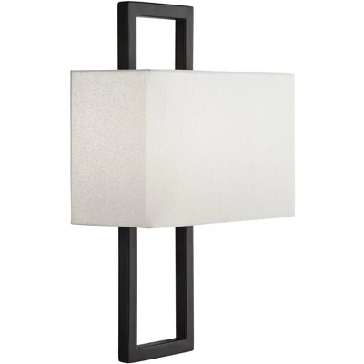 Possini Euro Design Modena Modern Art Deco Wall Light Sconce Black Hardwire 9 1/2" Fixture Silvery Faux Silk Shade For Bedroom Bathroom Vanity Reading 8 Possini Euro Design Modena Modern Art Deco Wall Light Sconce Black Hardwire 9 1/2" Fixture Silvery Faux Silk Shade For Bedroom Bathroom Vanity Reading - Image 6