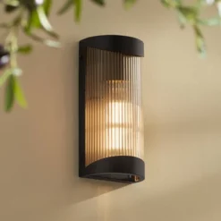 Possini Euro Design Possini Euro August 11" High Textured Black Outdoor Wall Light