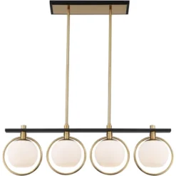 Possini Euro Design Carlyn Brass Black Linear Island Pendant Chandelier 33" Wide Modern White Glass Shade 4-Light LED Fixture For Dining Room Kitchen 13 Possini Euro Design Carlyn Brass Black Linear Island Pendant Chandelier 33" Wide Modern White Glass Shade 4-Light LED Fixture For Dining Room Kitchen -Possini Euro Design GUEST b945b8da d215 4559 ba9a 8e2819c91766