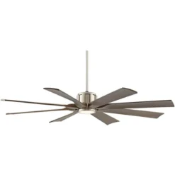 60" Possini Euro Design Modern Indoor Outdoor Ceiling Fan With Light LED Dimmable Remote Brushed Nickel Light Wood Damp Rated Patio Porch -Possini Euro Design GUEST b988bec1 6d00 4e6b a0d7 a4f6d5523a00