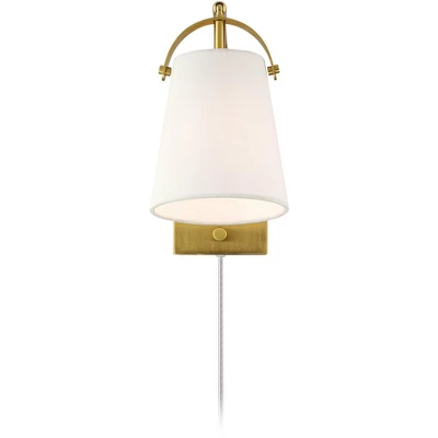 Possini Euro Design Possini Euro Erica 11" High Antique Brass Plug-In Wall Sconce 6 Possini Euro Design Possini Euro Erica 11" High Antique Brass Plug-In Wall Sconce - Image 4