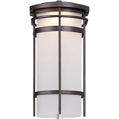 Possini Euro Design Theola Modern Outdoor Wall Light Fixture Bronze LED 12 3/4" Etched Glass Shade For Post Exterior Barn Deck House Porch Yard Patio 4 Possini Euro Design Theola Modern Outdoor Wall Light Fixture Bronze LED 12 3/4" Etched Glass Shade For Post Exterior Barn Deck House Porch Yard Patio - Image 2