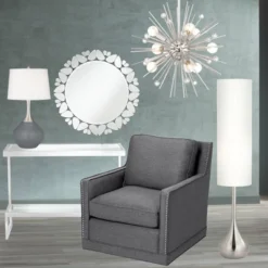 Possini Euro Design Mid Century Modern Floor Lamp 62" Tall Brushed Steel Droplet Cotton Cylinder Shade For Living Room Bedroom Office 15 Possini Euro Design Mid Century Modern Floor Lamp 62" Tall Brushed Steel Droplet Cotton Cylinder Shade For Living Room Bedroom Office -Possini Euro Design GUEST baf66e3a 0551 49f3 a874 28edb3e207cb