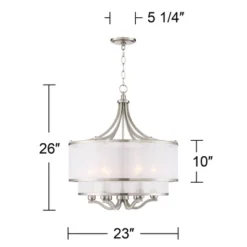 Possini Euro Design Nor Brushed Nickel Pendant Chandelier 23" Wide Modern Double White Organza Shade 6-Light Fixture For Dining Room Kitchen Island 17 Possini Euro Design Nor Brushed Nickel Pendant Chandelier 23" Wide Modern Double White Organza Shade 6-Light Fixture For Dining Room Kitchen Island -Possini Euro Design GUEST bb16169e e8ac 40d5 a519 799cfcb81c1e