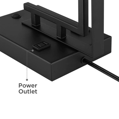 Possini Euro Design Covello 25" High Modern Mission Desk Lamp USB Port AC Power Outlet Black Metal Single White Shade Home Office Living Room Charging 7 Possini Euro Design Covello 25" High Modern Mission Desk Lamp USB Port AC Power Outlet Black Metal Single White Shade Home Office Living Room Charging - Image 5
