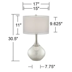Possini Euro Design Swift Modern Table Lamp 30 1/2" Tall Mercury Glass Double Shade For Bedroom Living Room House Bedside Nightstand Office Entryway -Possini Euro Design GUEST bb63de08 a18c 45f8 b18c 5485f2285296