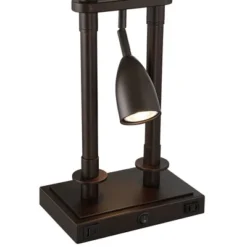 Possini Euro Design Bishop 26 1/2" Tall Modern Desk Lamp USB Port AC Power Outlet Brown Bronze Finish Metal Single Home Office Living Room Charging -Possini Euro Design GUEST bbc4d777 da6b 40eb bbfc 1bea2087cf62