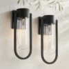 Possini Euro Design Villa Lane 18 1/2" High Modern Outdoor Wall Light Fixture Mount Porch House Exterior Set Of 2 Weatherproof Black Clear Glass Shade -Possini Euro Design GUEST bc01a057 8f28 4292 9061 22f45745e444