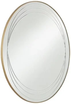 Possini Euro Design Aurelia Round Vanity Decorative Wall Mirror Modern Glam Gold Metal Frame 32" Wide Bathroom Bedroom Living Room -Possini Euro Design GUEST bc57f836 f1c9 442f b78d 973261e17dad