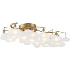 Possini Euro Design Lilypad Modern Ceiling Light Semi Flush Mount Fixture 30 1/4" Wide Warm Brass 12-Light Frosted Glass Shade For Bedroom Living Room 14 Possini Euro Design Lilypad Modern Ceiling Light Semi Flush Mount Fixture 30 1/4" Wide Warm Brass 12-Light Frosted Glass Shade For Bedroom Living Room -Possini Euro Design GUEST bc64b39a 2843 4a68 b9d6 625259c5adb7