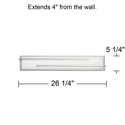 Possini Euro Design Jada Modern Wall Light Chrome Hardwire 26 1/4" Light Bar LED Fixture White Glass For Bedroom Bathroom Vanity Reading Living Room 5 Possini Euro Design Jada Modern Wall Light Chrome Hardwire 26 1/4" Light Bar LED Fixture White Glass For Bedroom Bathroom Vanity Reading Living Room - Image 3