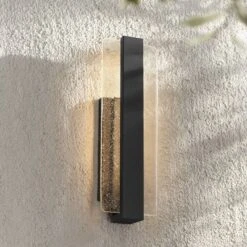 Possini Euro Design Possini Euro Cascadia 18"H Black Piastra Glass LED Outdoor Wall Light