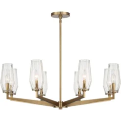Possini Euro Design Byzantium Warm Gold Chandelier 35" Wide Modern Clear Glass Shade 8-Light Fixture For Dining Room Foyer Kitchen Island Entryway -Possini Euro Design GUEST bf8ff3df 3014 486c 88db 4df7a2b47667