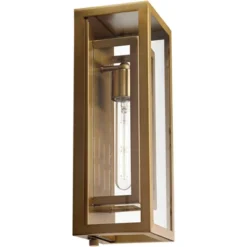 Possini Euro Design Modern Outdoor Wall Light Fixture Brass 16 1/4" Clear Glass Panel For Exterior Barn Deck House Porch Yard Patio Outside Garage -Possini Euro Design GUEST bfe425ca 3c01 49d9 a5c5 4f41d31df1fc