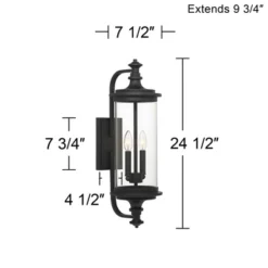Possini Euro Design Medici Modern Outdoor Wall Light Fixture Black Metal 24 1/2" Clear Glass For Post Exterior Barn Deck House Porch Yard Patio Home -Possini Euro Design GUEST c01dd7ea d103 44e8 aa1f ca0ed14221d2