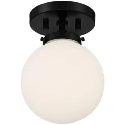 Possini Euro Design Jilly Modern Ceiling Light Semi Flush Mount Fixture 6 3/4" Wide Black White Glass Globe Shade For Bedroom Kitchen Living Room Home 11 Possini Euro Design Jilly Modern Ceiling Light Semi Flush Mount Fixture 6 3/4" Wide Black White Glass Globe Shade For Bedroom Kitchen Living Room Home -Possini Euro Design GUEST c0bed869 7e23 43ad b736 ca5788add583
