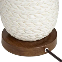 Possini Euro Design Kingston Modern Mid Century Table Lamp 32 3/4" Tall White Grooved Patterned Ceramic Taupe Drum Shade For Bedroom Living Room House -Possini Euro Design GUEST c12bed6b fcb9 4908 b096 45239dc2c14d