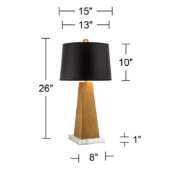 Possini Euro Design Obelisk Modern Table Lamp With Square White Marble Riser 26" High Gold Leaf Drum Shade For Bedroom Living Room Bedside Home Kids -Possini Euro Design GUEST c13f23e9 abc8 4c0a ab1c 51bb9fd7ad92
