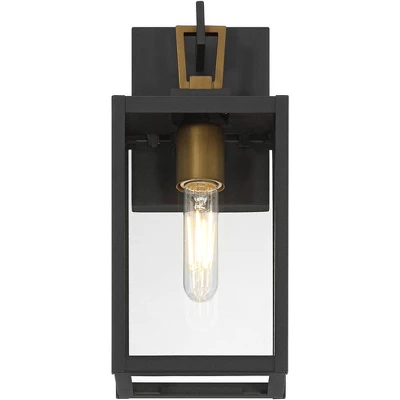Possini Euro Design Possini Euro Trystin 13" High Black And Brass Outdoor Wall Light 6 Possini Euro Design Possini Euro Trystin 13" High Black And Brass Outdoor Wall Light - Image 4