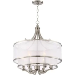 Possini Euro Design Nor Brushed Nickel Pendant Chandelier 23" Wide Modern Double White Organza Shade 6-Light Fixture For Dining Room Kitchen Island 15 Possini Euro Design Nor Brushed Nickel Pendant Chandelier 23" Wide Modern Double White Organza Shade 6-Light Fixture For Dining Room Kitchen Island -Possini Euro Design GUEST c19ac5bd 5808 482d 9cfb 07d1572fc05b