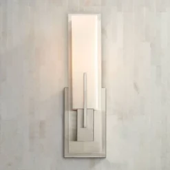 Possini Euro Design Midtown Modern Wall Light Sconce Satin Nickel 4 1/2" Fixture White Glass For Bedroom Bathroom Vanity Reading Living Room Hallway -Possini Euro Design GUEST c28e1f4b d1c3 43ec 9c17 37116a50a7f0