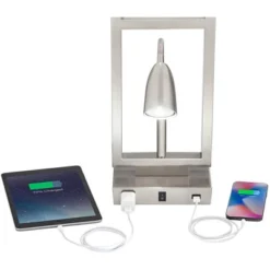 Possini Euro Design Modern Table Lamp With USB Outlet Reading Light LED 29.25" Tall Brushed Nickel Rectangular Off White Shade Bedroom Office 12 Possini Euro Design Modern Table Lamp With USB Outlet Reading Light LED 29.25" Tall Brushed Nickel Rectangular Off White Shade Bedroom Office -Possini Euro Design GUEST c35c7439 94c9 43f0 9cd2 642b430b7a03