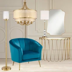 Possini Euro Design Kinsey Modern Torchiere Floor Lamp 72 1/2" Tall Brass Gold Metal Stone Pattern Crystal Glass Shade For Living Room Office House -Possini Euro Design GUEST c3f945ff 437c 49d5 be44 0cc18be22c53