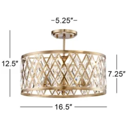 Possini Euro Design Tanz Modern Ceiling Light Semi Flush Mount Fixture 16 1/2" Wide Satin Brass 3-Light Clear Glass Crystal For Bedroom Kitchen House 9 Possini Euro Design Tanz Modern Ceiling Light Semi Flush Mount Fixture 16 1/2" Wide Satin Brass 3-Light Clear Glass Crystal For Bedroom Kitchen House -Possini Euro Design GUEST c43a1805 adc9 4385 a1b9 30762f770ec5