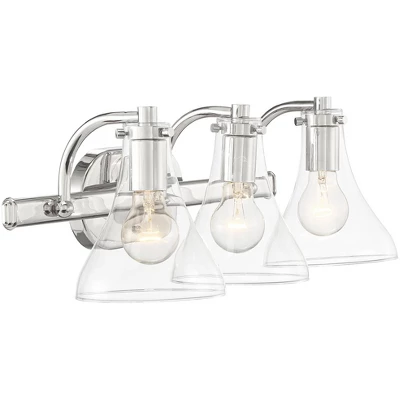 Possini Euro Design Sorren Industrial Modern Wall Light Polished Chrome Hardwire 20 1/2" 3-Light Fixture Clear Glass For Bedroom Bathroom Vanity Home 6 Possini Euro Design Sorren Industrial Modern Wall Light Polished Chrome Hardwire 20 1/2" 3-Light Fixture Clear Glass For Bedroom Bathroom Vanity Home - Image 4
