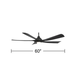 Possini Euro Design 60" Eloquent Modern Indoor Outdoor Ceiling Fan 5 Blade LED Light Remote Control Matte Black Finish Bedroom Patio Damp Rated -Possini Euro Design GUEST c46ea242 0b8e 4b13 9f24 2b0727407eab