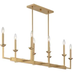 Possini Euro Design Kime Gold Linear Pendant Chandelier 50" Wide Modern 8-Light Fixture For Dining Room House Foyer Kitchen Island Entryway Bedroom -Possini Euro Design GUEST c5413f31 df3b 48dd 9e7d 918e114536b7