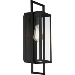 Possini Euro Design Jericho Modern Outdoor Wall Light Fixture Textured Black Metal 19" Clear Glass Panel For Post Exterior Barn Deck House Porch Yard -Possini Euro Design GUEST c55472d5 7bcf 49fd 9b53 987353326afd