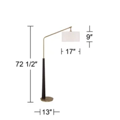 Possini Euro Design Mid Century Modern Arc Floor Lamp 72 1/2" Tall Espresso Warm Gold Metal White Linen Drum Shade For Living Room -Possini Euro Design GUEST c6d61084 35a5 4e1f b7a8 09223e3614c8