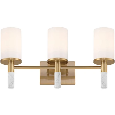 Possini Euro Design Lucius 21 3/4" High Modern 3 Light Bathroom Vanity Wall Lamp Light Fixture Mount Over The Sink Mirror Hardwired Soft Gold 6 Possini Euro Design Lucius 21 3/4" High Modern 3 Light Bathroom Vanity Wall Lamp Light Fixture Mount Over The Sink Mirror Hardwired Soft Gold - Image 4