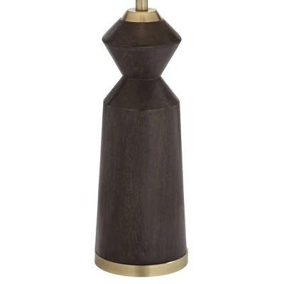 Possini Euro Design Taboo Mid Century Modern 66" Tall Standing Floor Lamp Sculpted Column Foot Switch Brown Faux Wood Finish Living Room Bedroom House 6 Possini Euro Design Taboo Mid Century Modern 66" Tall Standing Floor Lamp Sculpted Column Foot Switch Brown Faux Wood Finish Living Room Bedroom House - Image 4