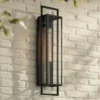Possini Euro Design Jericho Modern Outdoor Wall Light Fixture Textured Black Steel 28" Clear Glass For Post Exterior Barn Deck House Porch Yard Patio