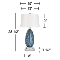 Possini Euro Design Pablo Modern Table Lamp With Square Riser 28 1/2" Tall Multi Blue Art Glass White Drum Shade For Bedroom Living Room Bedside Kids 11 Possini Euro Design Pablo Modern Table Lamp With Square Riser 28 1/2" Tall Multi Blue Art Glass White Drum Shade For Bedroom Living Room Bedside Kids -Possini Euro Design GUEST c7ed036e 2d9f 43d3 bb19 e5a29590371b