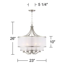 Possini Euro Design Nor Brushed Nickel Pendant Chandelier 23" Wide Modern Double White Organza Shade 6-Light Fixture For Dining Room Kitchen Island 14 Possini Euro Design Nor Brushed Nickel Pendant Chandelier 23" Wide Modern Double White Organza Shade 6-Light Fixture For Dining Room Kitchen Island -Possini Euro Design GUEST c8291423 786b 40bf 928d 6d118cca3b09