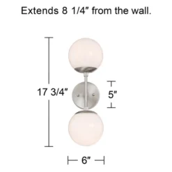 Possini Euro Design Oso Mid Century Modern Wall Light Sconce Brushed Nickel 6" 2-Light Fixture Opal Glass For Bedroom Bathroom Vanity Living Room Home -Possini Euro Design GUEST c855afa7 8ddb 4029 8436 897d3e0896c3