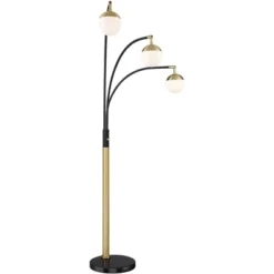 Possini Euro Design Rayne Modern Arc Floor Lamp 72" Tall Gold Black 3 Light LED Adjustable Arm Frosted Glass Globe Shade For Living Room Reading Home -Possini Euro Design GUEST c869919f 6f5b 4ba9 a151 3e35a537efaa