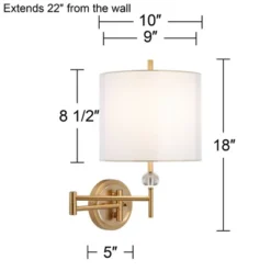 Possini Euro Design Kohle Modern Swing Arm Wall Lamps Set Of 2 Polished Brass Plug-In Light Fixture White Drum Shade For Bedroom -Possini Euro Design GUEST c8a5d6cc bc42 4583 99b9 8ec8cbea0e8a